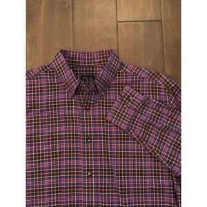 Jos A Bank Travelers Collection‎ Men's Button Up Purple Plaid Dress Shirt Size M